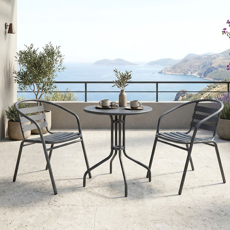 Dining set Vergo Tade 3 pcs anthracite metal D60x70cm