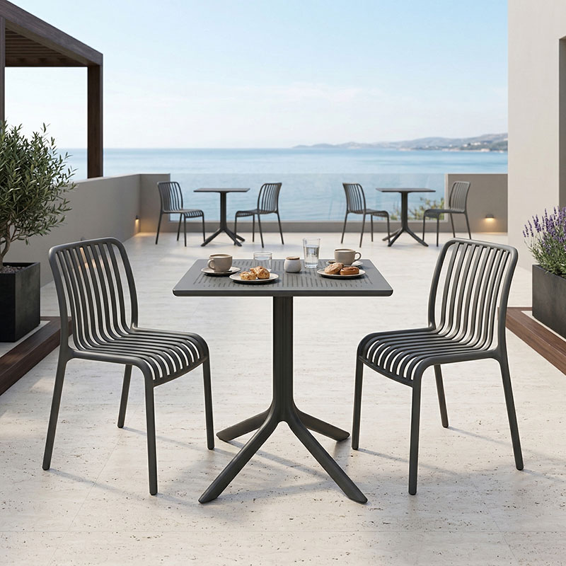 Dining table Groovy Zoi 3 pcs anthracite PP 60x60x76cm