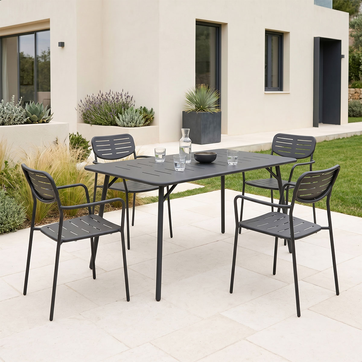 Moraja Deraby set of 5 pieces black metal 140x80x72cm