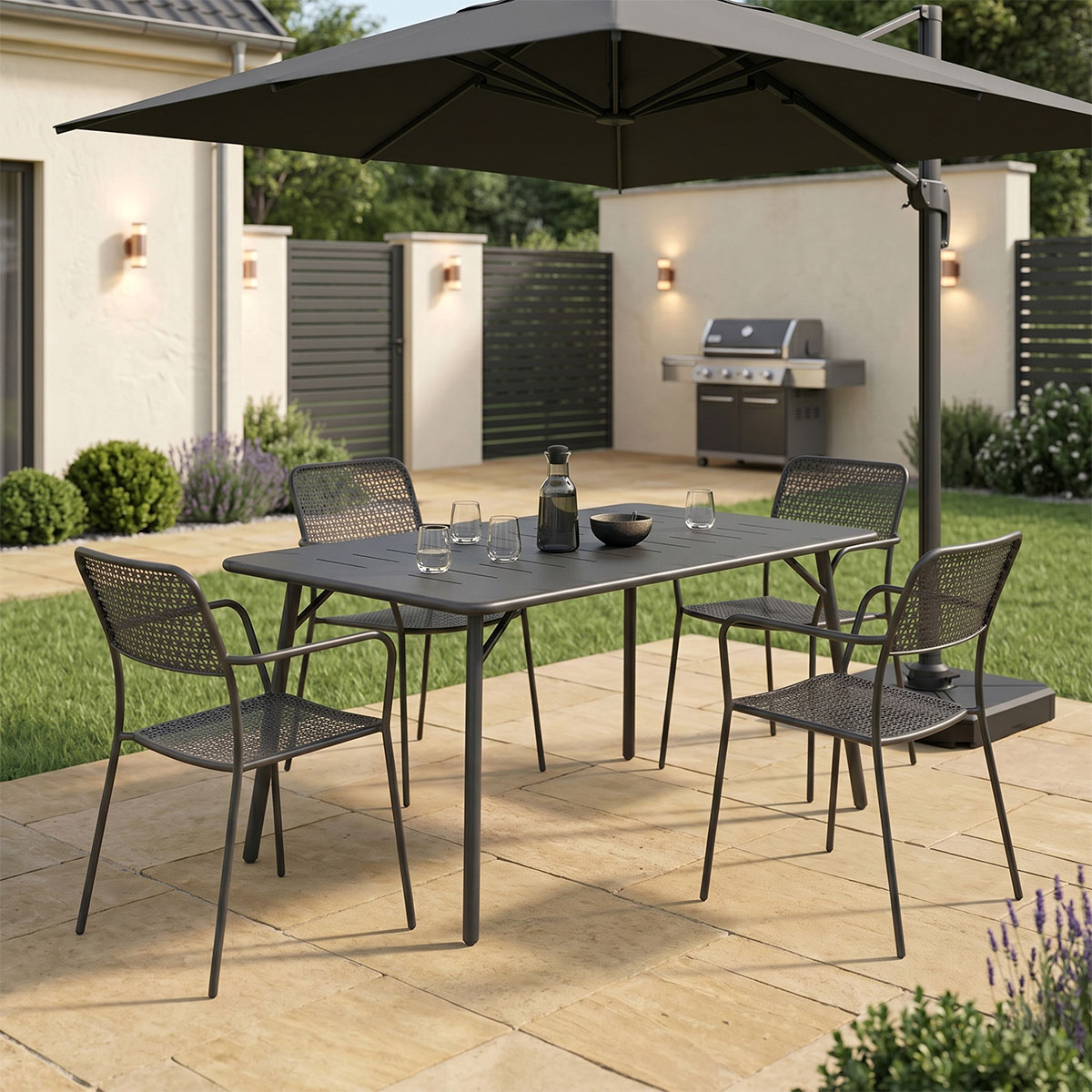 Moraja Federal set of 5 pieces black metal 140x80x72cm