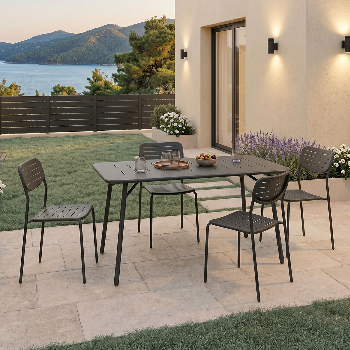 Moraja Deraby Ι set of 5 pieces black metal 140x80x72cm