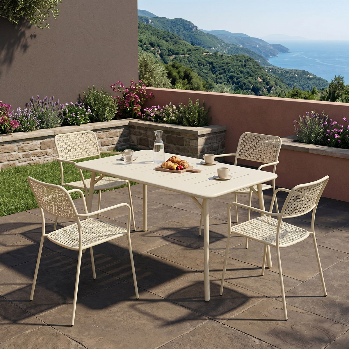 Moraja Federal set of 5 pieces cream metal 140x80x72cm