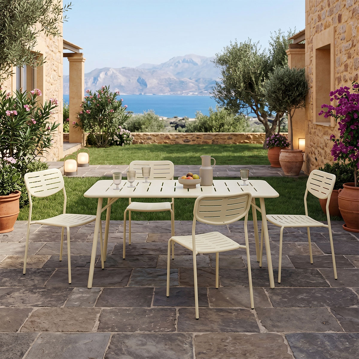 Moraja Deraby Ι set of 5 pieces cream metal 140x80x72cm