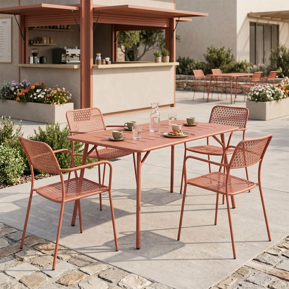 Moraja Federal set of 5 pieces terracotta metal 140x80x72cm