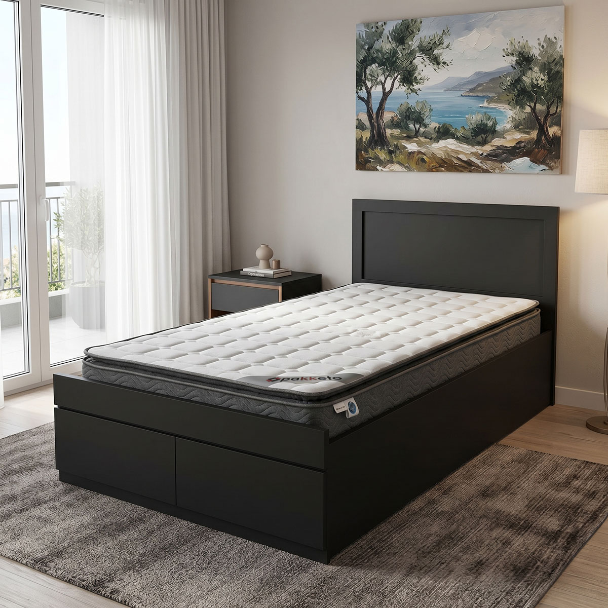 Bed with mattress and drawer Olympus-Perfecto pakoworld wenge 100x200cm