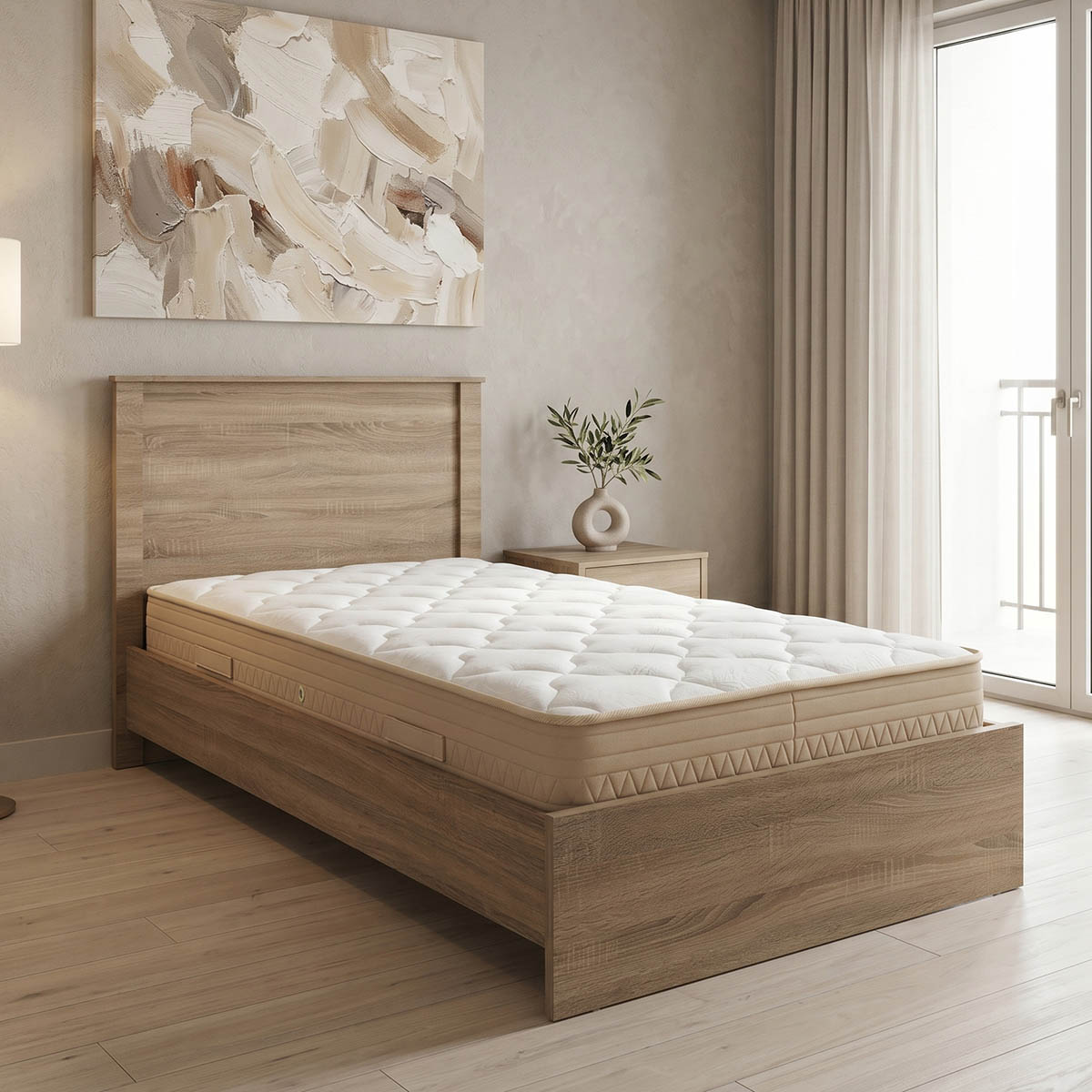 Bed with mattress Athos Sleepy pakoworld sonoma 90x190cm