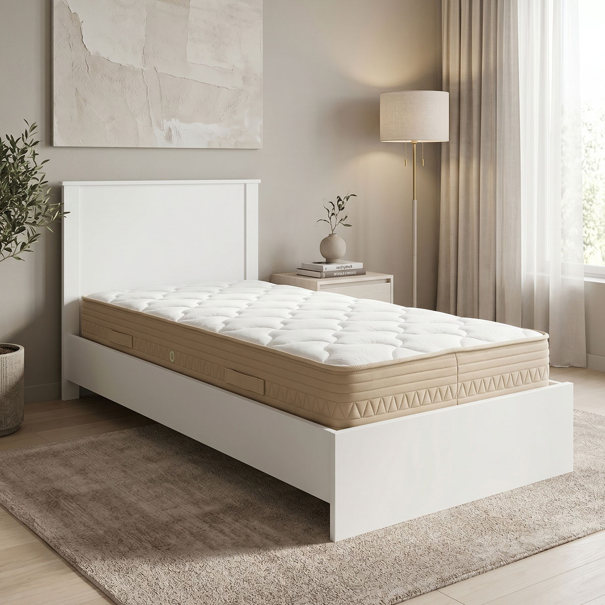Bed with mattress Athos Sleepy pakoworld white 90x190cm