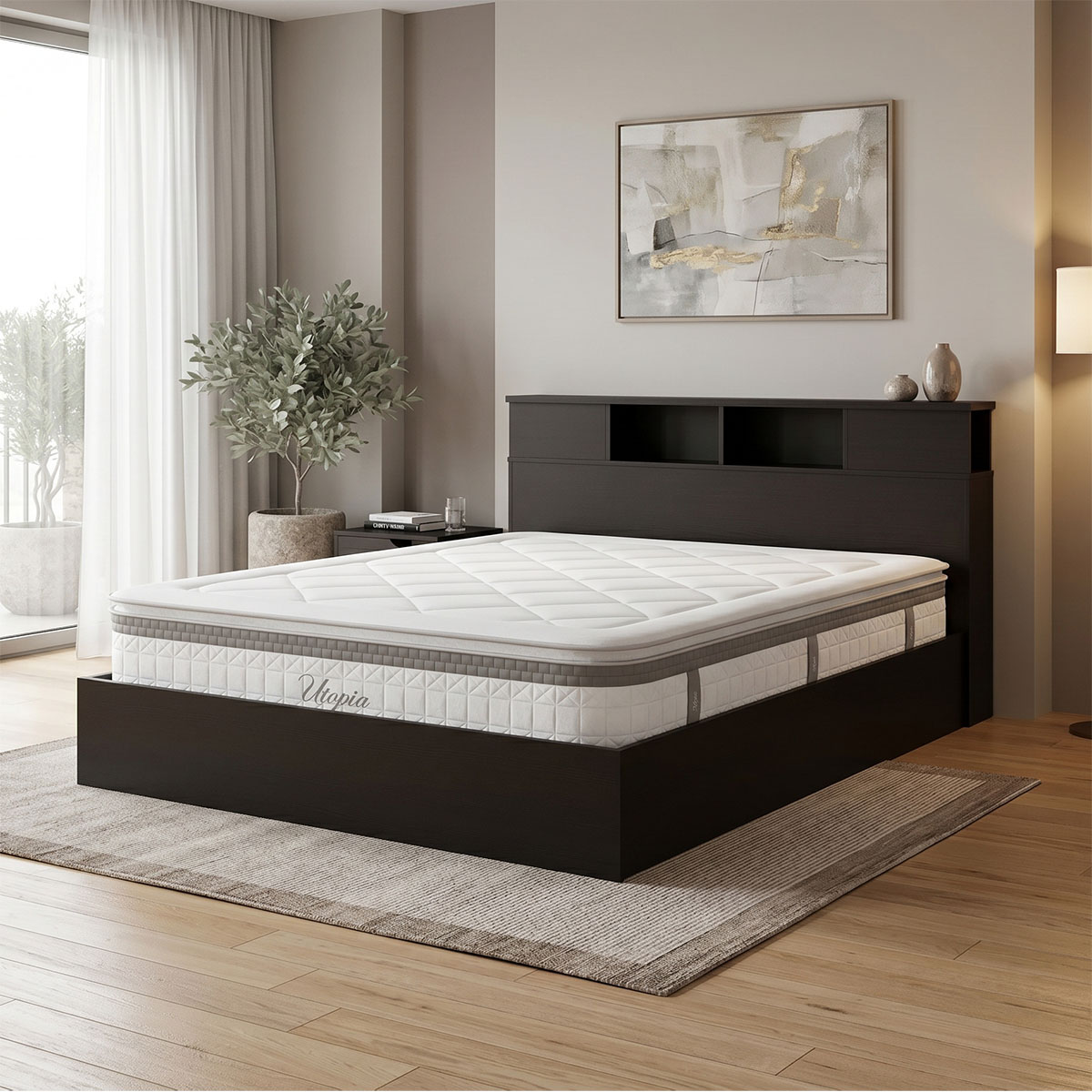 Bed with mattress Olympus Utopia pakoworld wenge 160x200cm