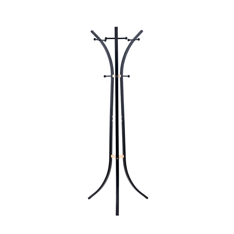 Bamile clothes rack black metal and natural rubberwood 51x63x175cm