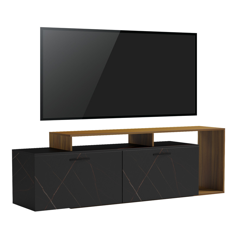Tobler TV cabinet in walnut color with black marble 170x40x53cm