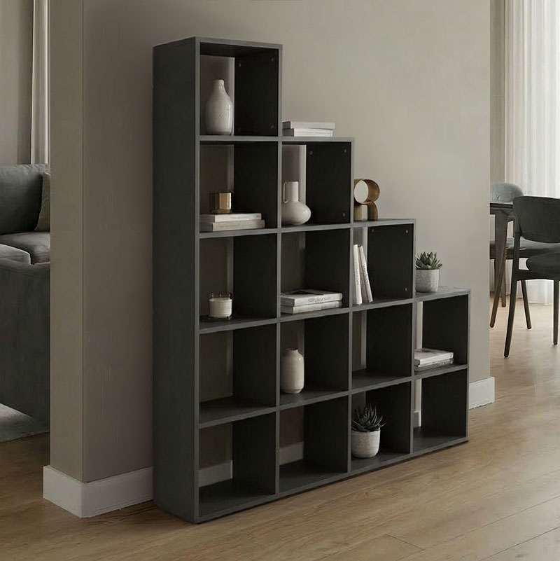 Scala anthracite bookcase 129.5x29x129.5cm
