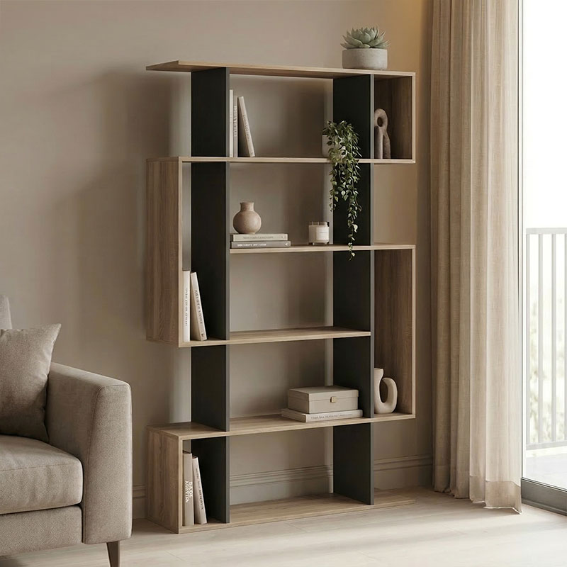 Mito sonoma-anthracite bookcase 108.5x25x161cm