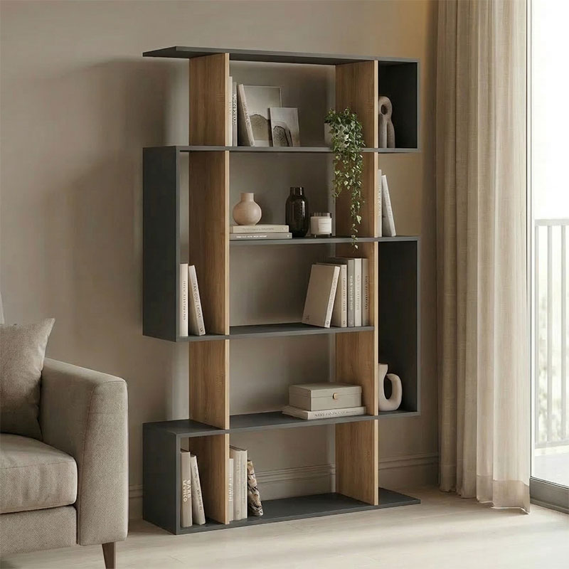 Mito anthracite-sonoma bookcase 108.5x25x161cm