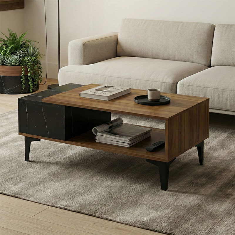 Adb Table Riba Riba coffee table walnut-black marble look 90x50x37cm – ΕΒΕΝΟΣ ΕΠΙΠΛΑ ...