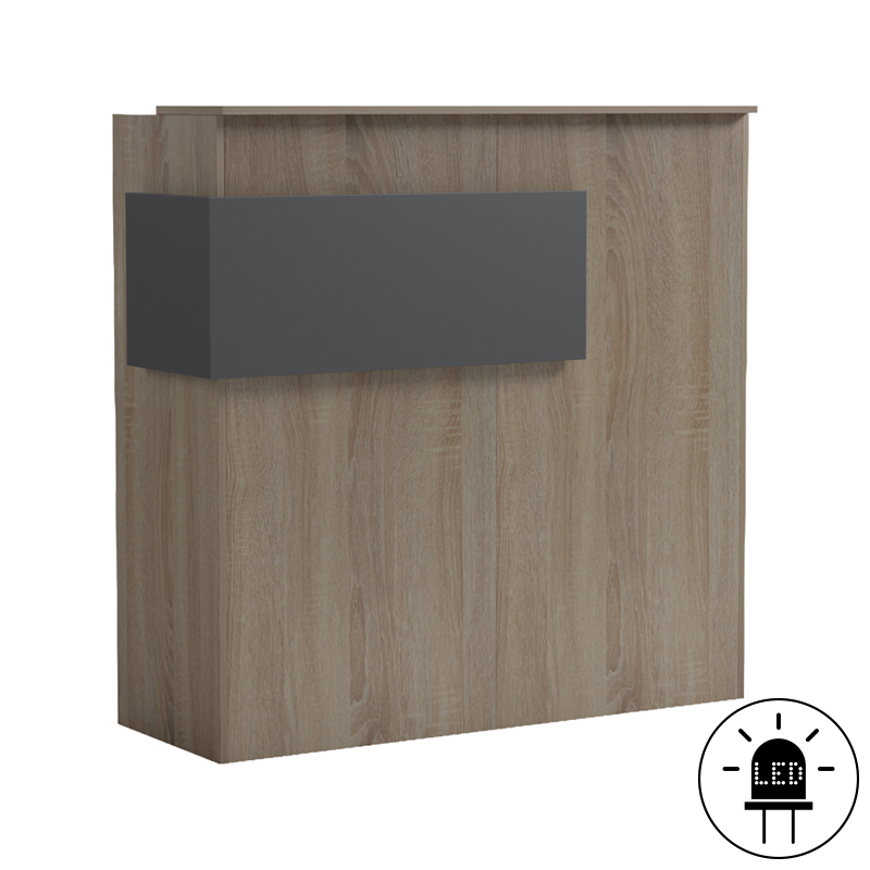 Optima reception desk with LED sonoma-anthracite 110x40x110cm