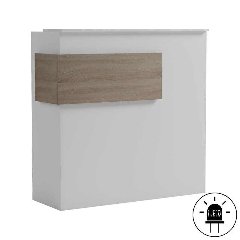 Optima reception desk with LED white -sonoma 110x40x110cm