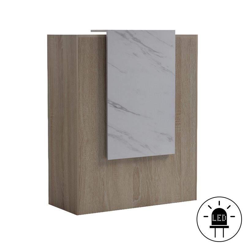 Reception desk Zowel with LED sonoma-white marble look 90x40x110cm