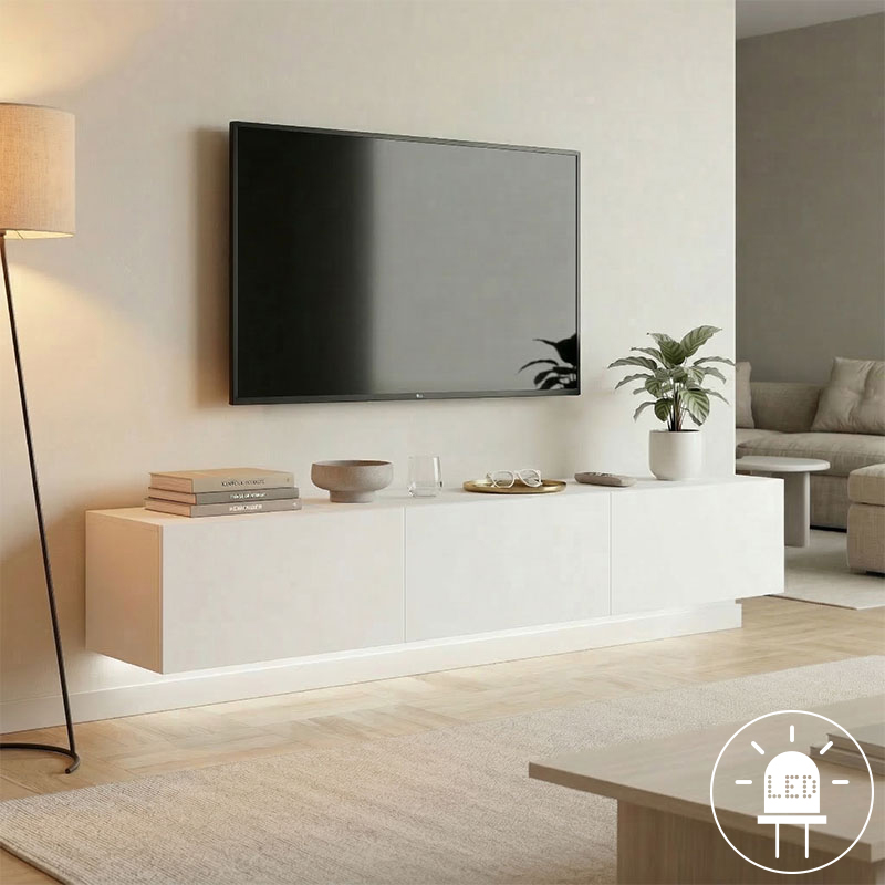 Wall-mounted TV cabinet with led Rival white 180x35x30cm