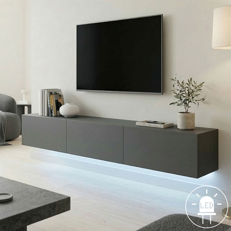 Wall-mounted TV cabinet with led Rival anthracite 180x35x30cm