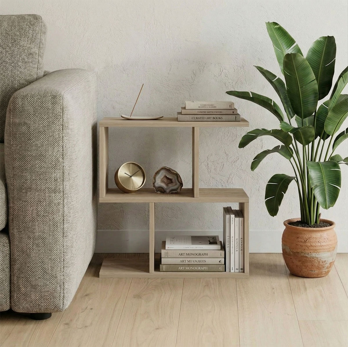 Βοηθητικό τραπέζι-βιβλιοθήκη Wesmol sonoma 50x20x50εκ