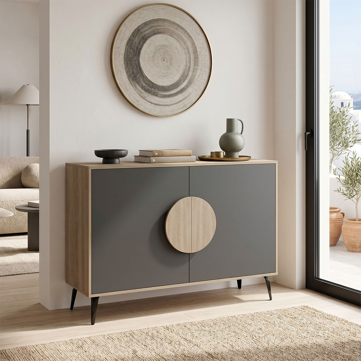 Μπουφές Gora sonoma-ανθρακί 110x35.5x82εκ