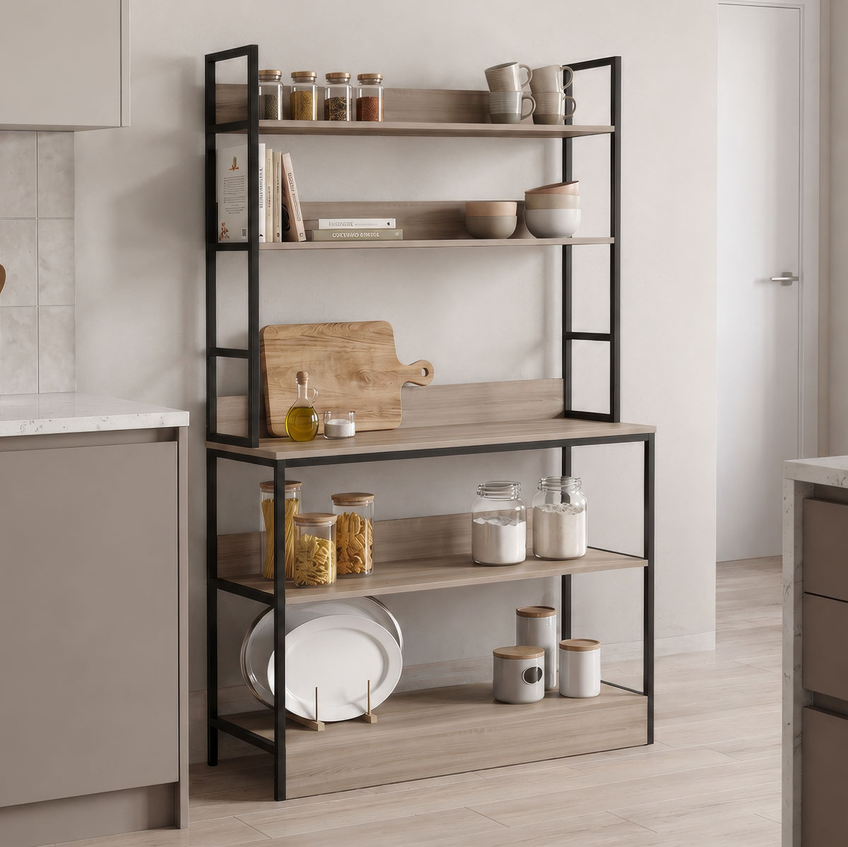 Floor shelf Oranis pakoworld sonoma-black 105x38x165cm