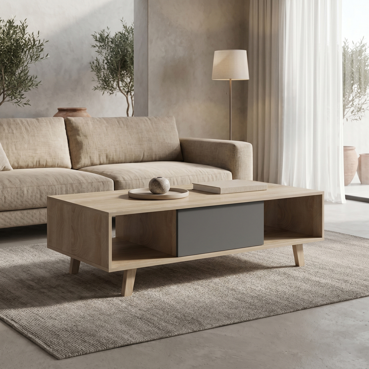 Coffee table Elonza pakoworld sonoma-anthracite 120x60x36cm
