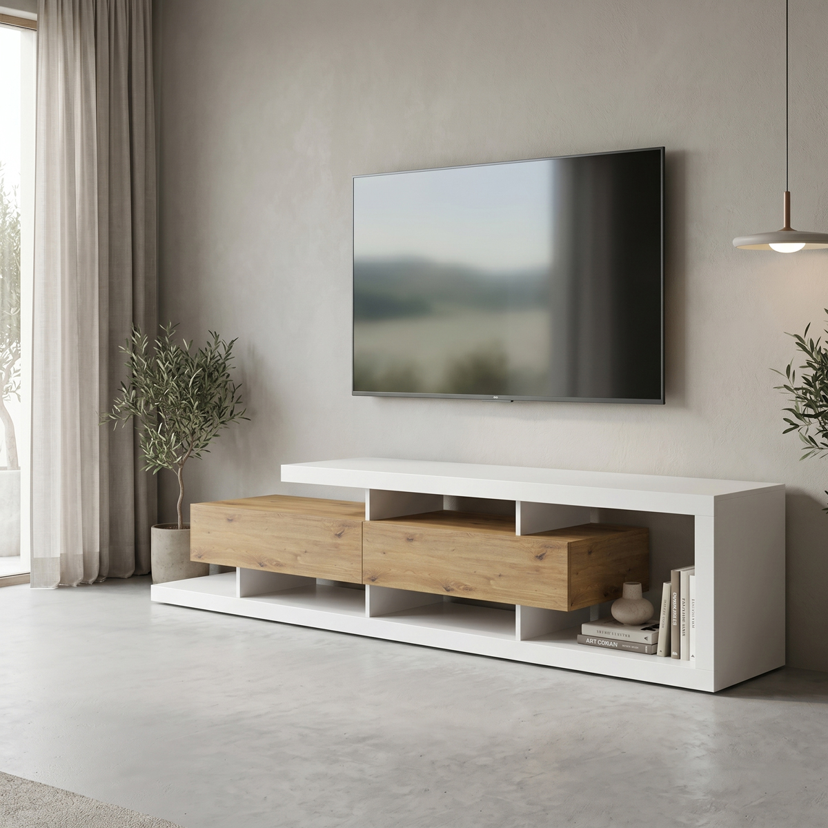Tv stand Arbero pakoworld white-oak 198x40x45cm