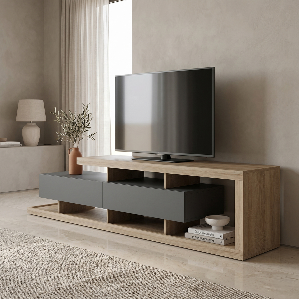 Tv stand Arbero pakoworld anthracite-sonoma 198x40x45cm