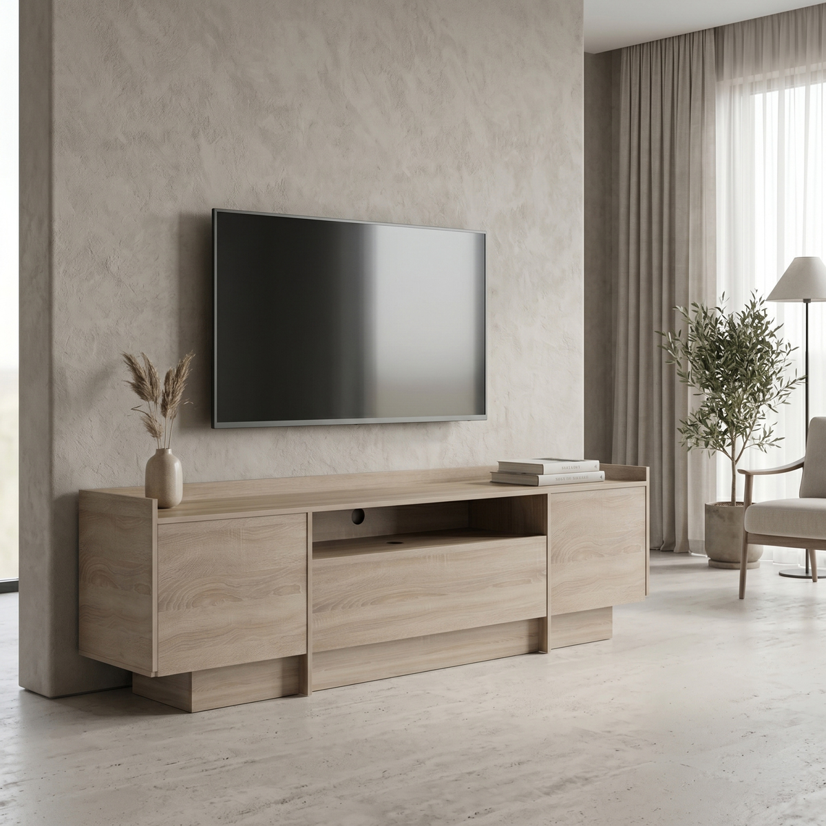 Tv stand Derden pakoworld sonoma 197x38x58cm