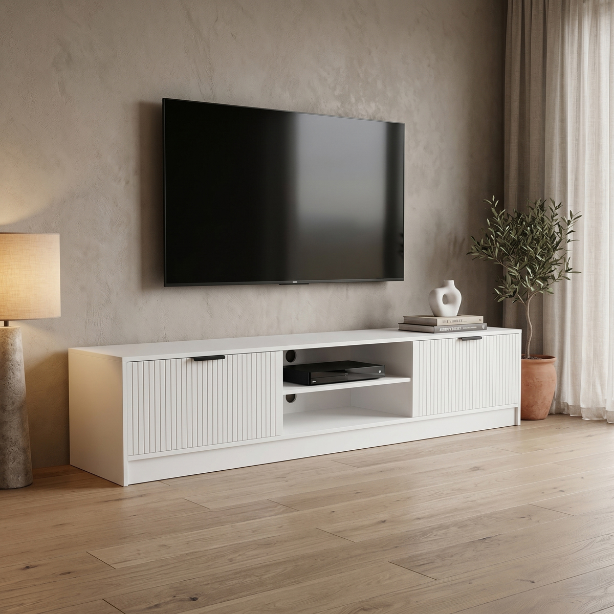 Tv stand Lemardo pakoworld white 180x40x40cm