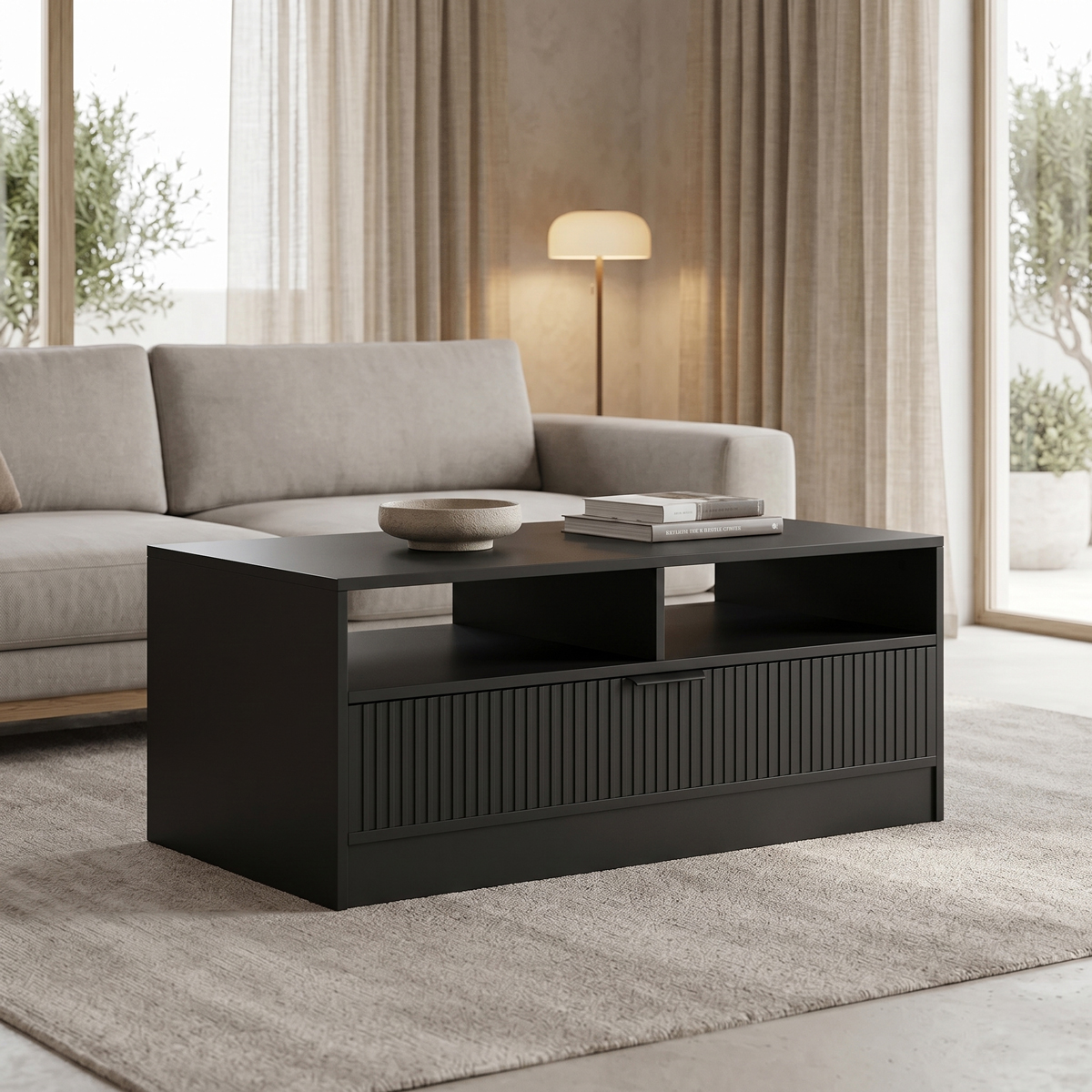 Coffee table Lemardo pakoworld black 100x50x40cm