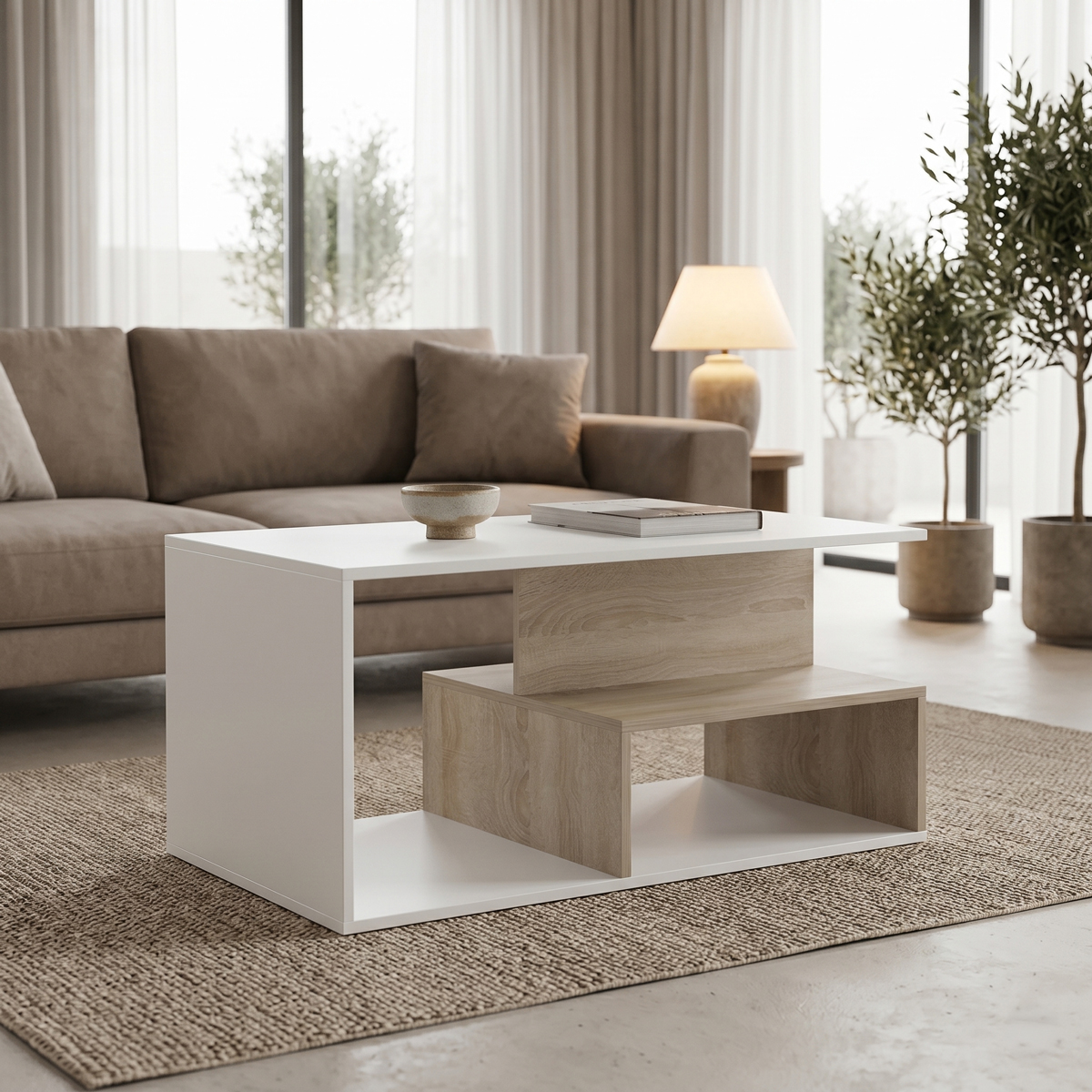 Coffee table Kelena pakoworld sonoma-white 90x51x43cm