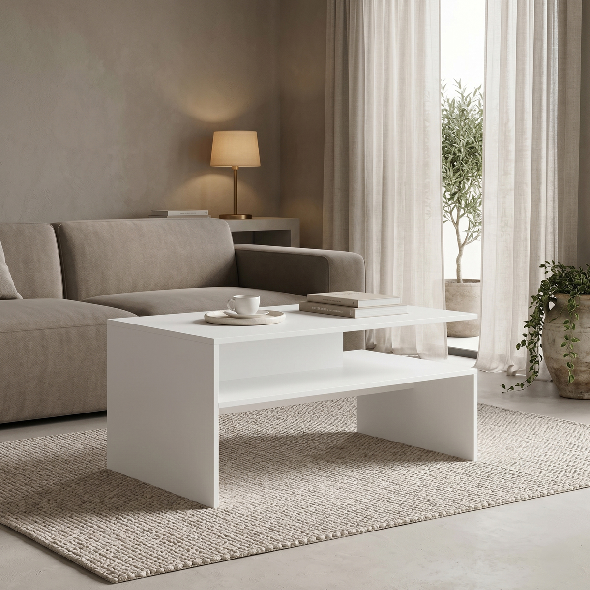 Coffee table Coffa pakoworld white 90x60x45cm