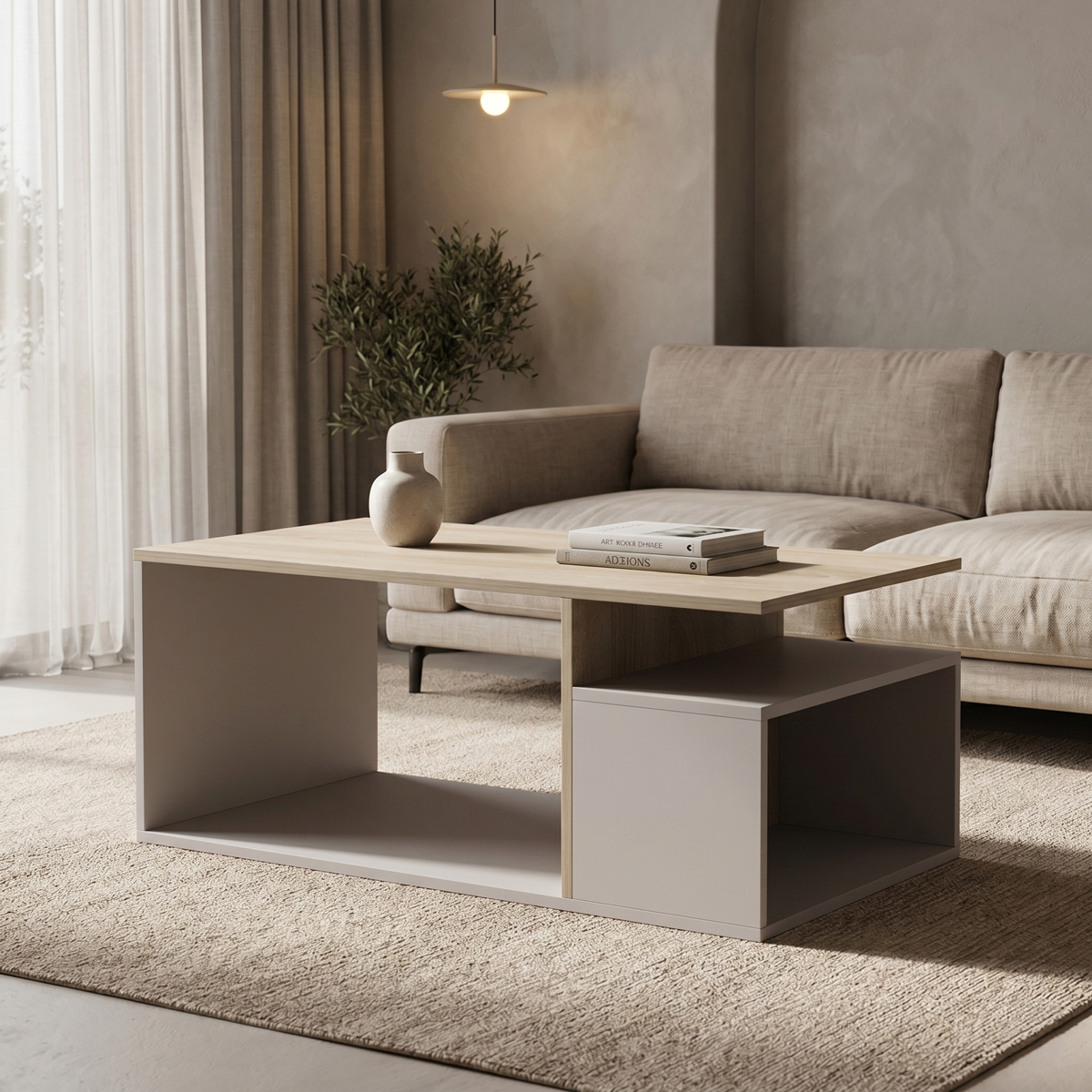 Coffee table Wendo pakoworld taupe-sonoma 91x37x50cm