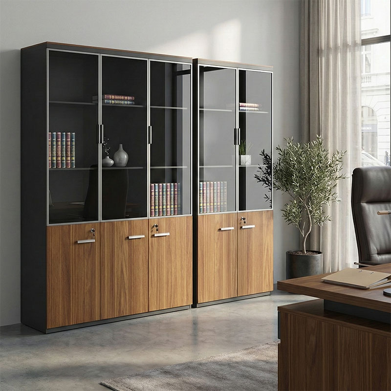 Professional office cabinets Oscar pakoworld walnut-anthracite 200x40x200cm