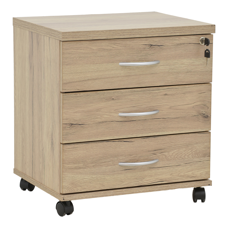 Office chest of drawers on casters Anze natural melamine 48x38x53cm