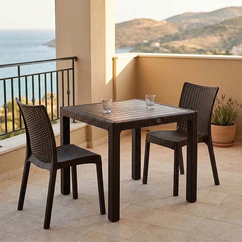 Dining set Explore-Confident set 3pieces PP brown 90x90x73.5cm