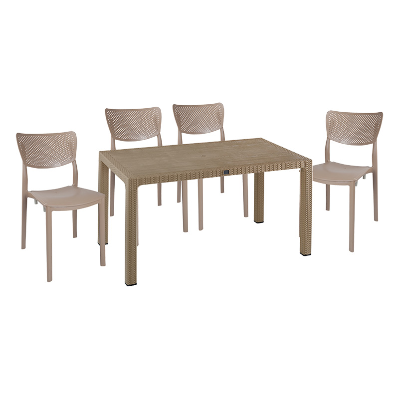 Dining set Explore-Ignite set 5pieces PP cappuccino150x90x73.5cm