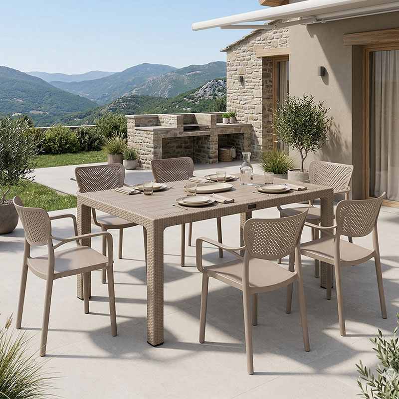 Dining set Explore-Forntline set 7pieces PP cappuccino150x90x73.5cm