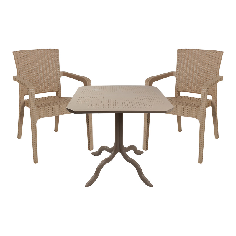 Dining table Icoan-Halcyon set of 3 pieces PP in cappuccino color