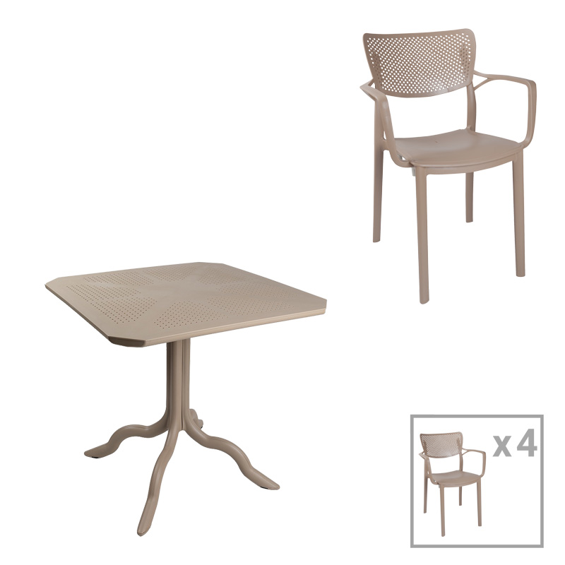 Dining table Icon-Frontline set of 5 pieces PP in cappuccino color