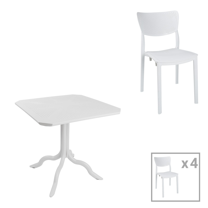 Dining table Icon-Ignite set of 5 pieces PP in white shade