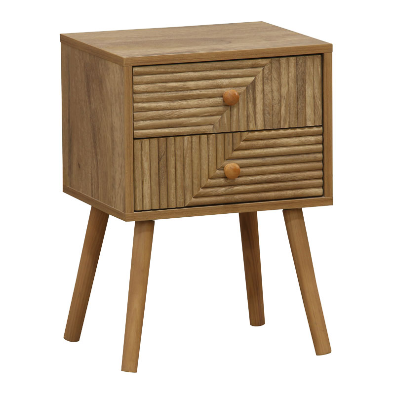 Nightstand Historic with 2 drawers in natural color with natural pine legs 37.5x32x54cm