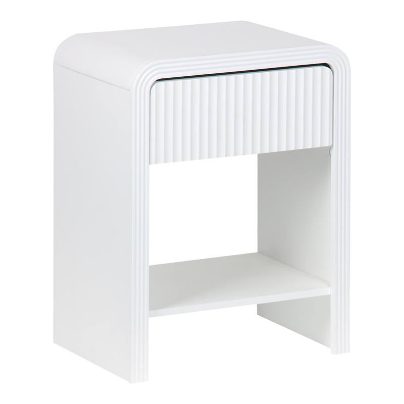 Nightstand Zeplen MDF in white color 40x30x53cm