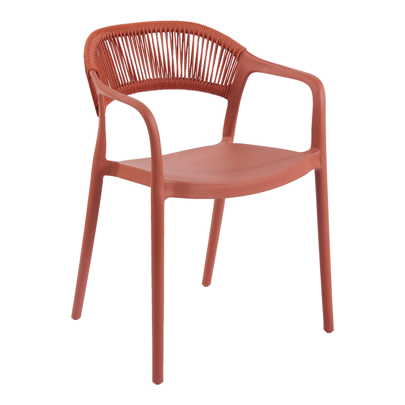 Ankara pakoworld stackable armchair pp in terracotta color pe rattan 54x55.5x77cm