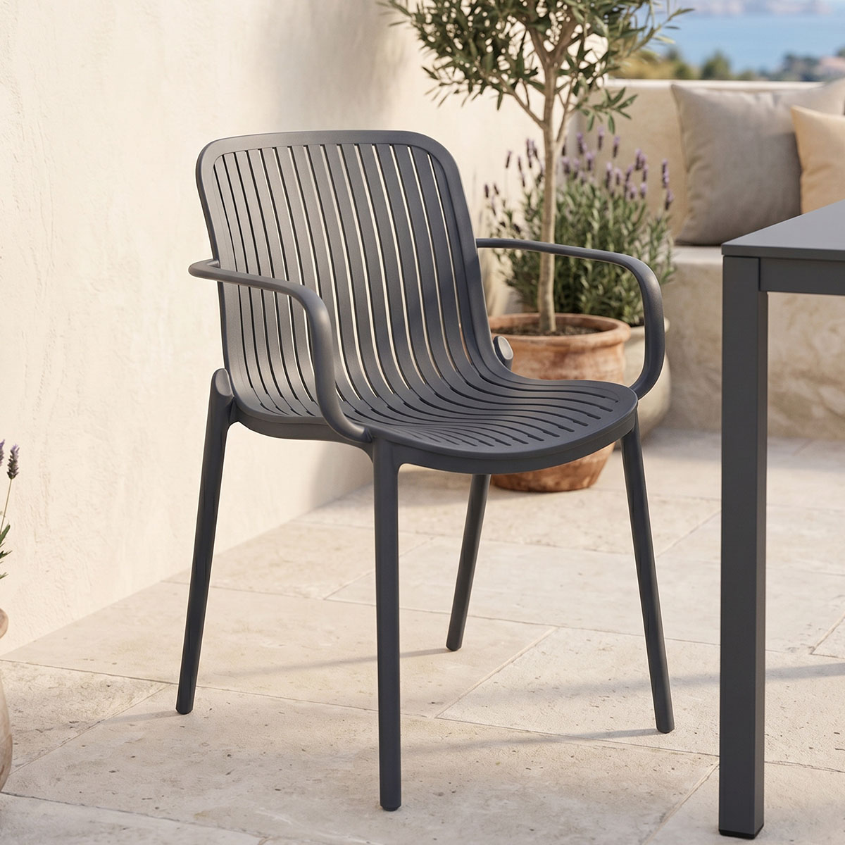 Teragi stackable armchair pakoworld pp with UV protection anthracite 59x57x82cm