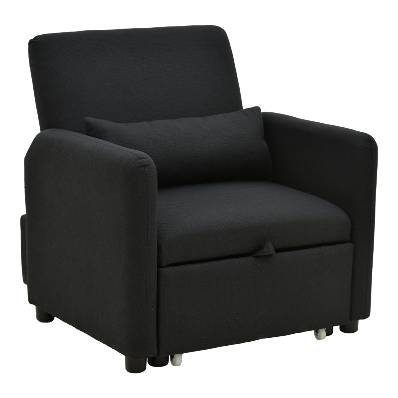 Armchair-bed Flexa fabric black 85x92x84cm