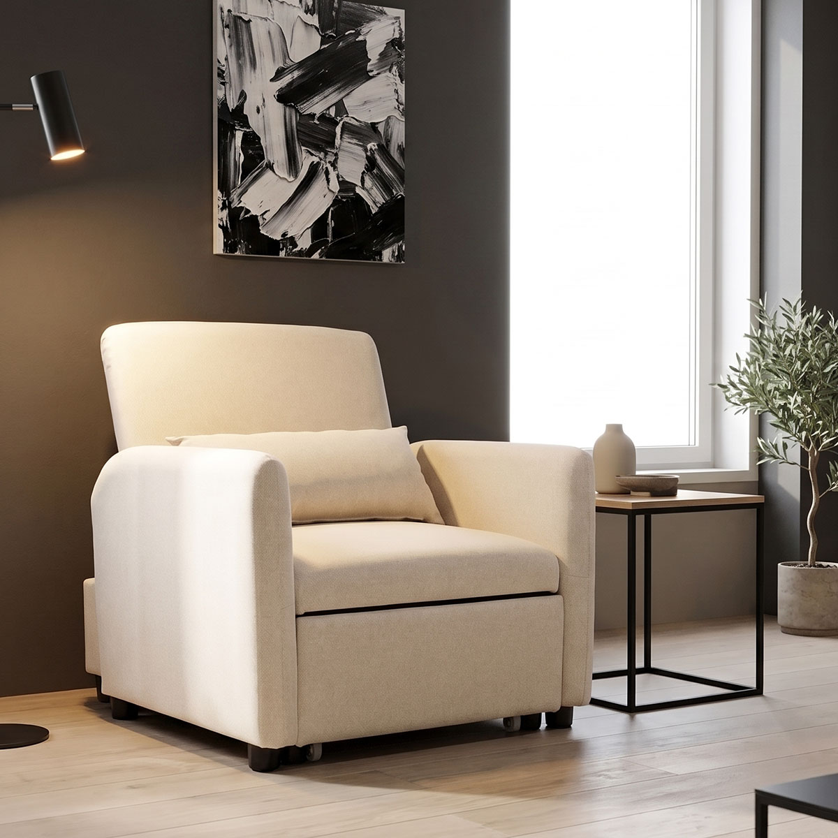 Armchair-bed Flexa pakoworld beige fabric 85x92x84cm