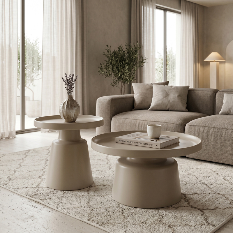 Coffee table Ginoze pakoworld 2 pieces set in cappuccino color metal